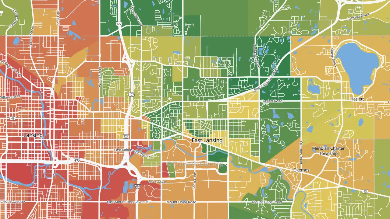 East Lansing, MI Map of Drug-Related Crime Rates