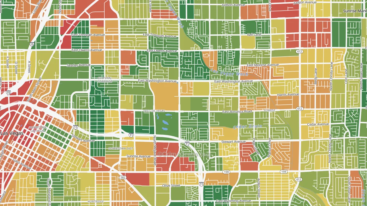 East Las Vegas, Las Vegas, NV Map of Drug-Related Crime Rates