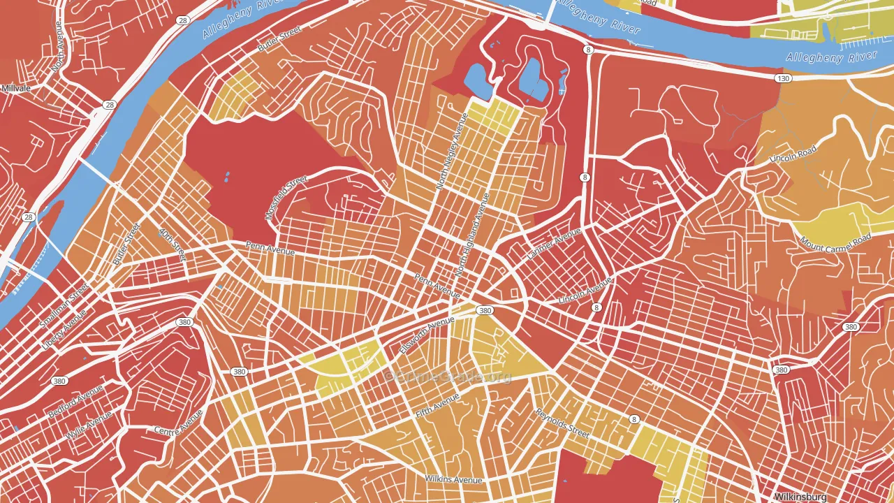 East Liberty, Pittsburgh, PA Map of Drug-Related Crime Rates
