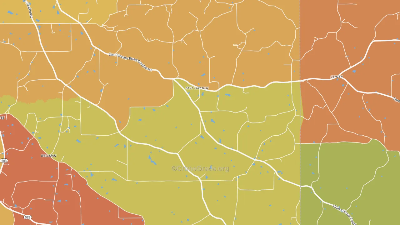 East Lincoln, MS Map of Drug-Related Crime Rates