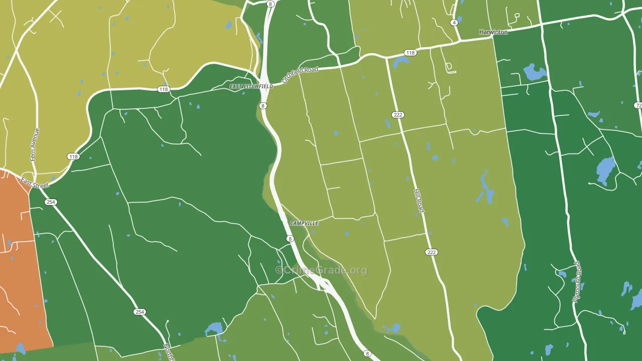 East Litchfield, CT Map of Drug-Related Crime Rates