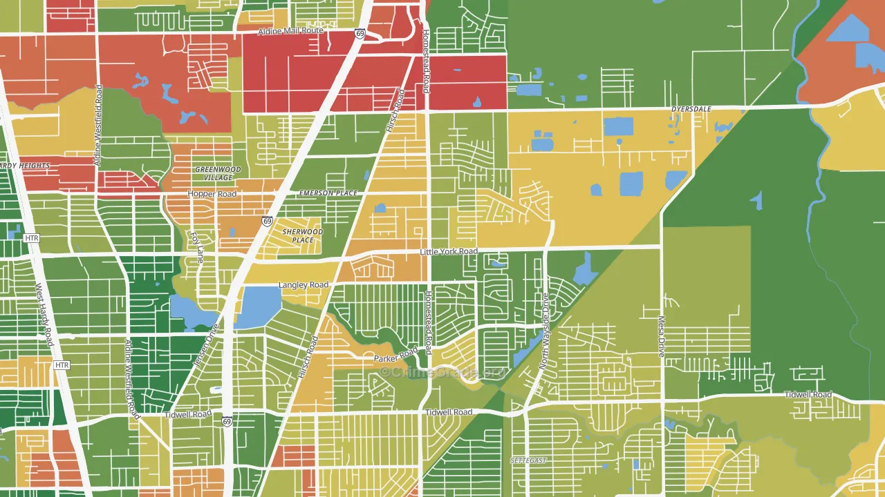 East Little York-Homestead, Houston, TX Map of Drug-Related Crime Rates