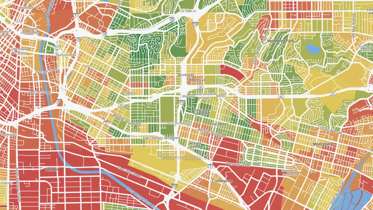 East Los Angeles, CA Map of Drug-Related Crime Rates