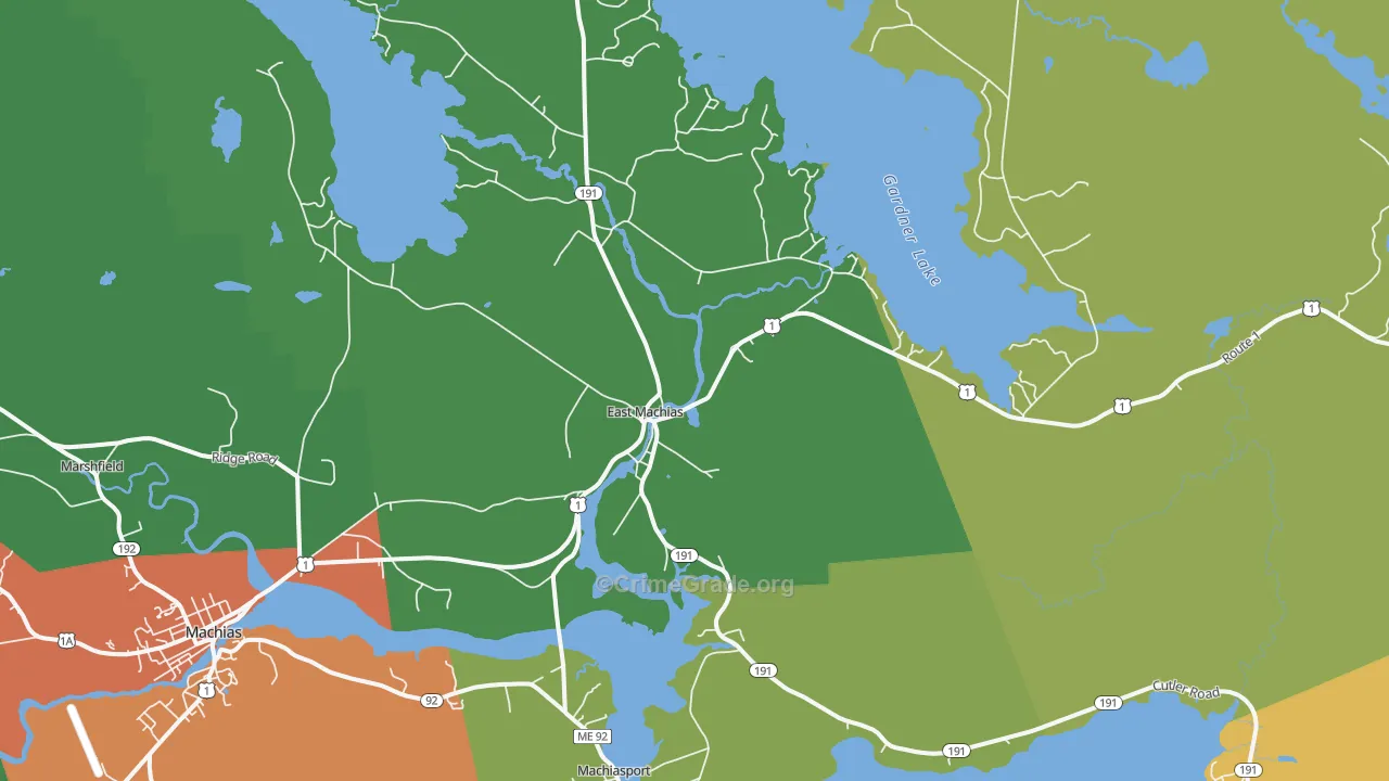 East Machias, ME Map of Drug-Related Crime Rates