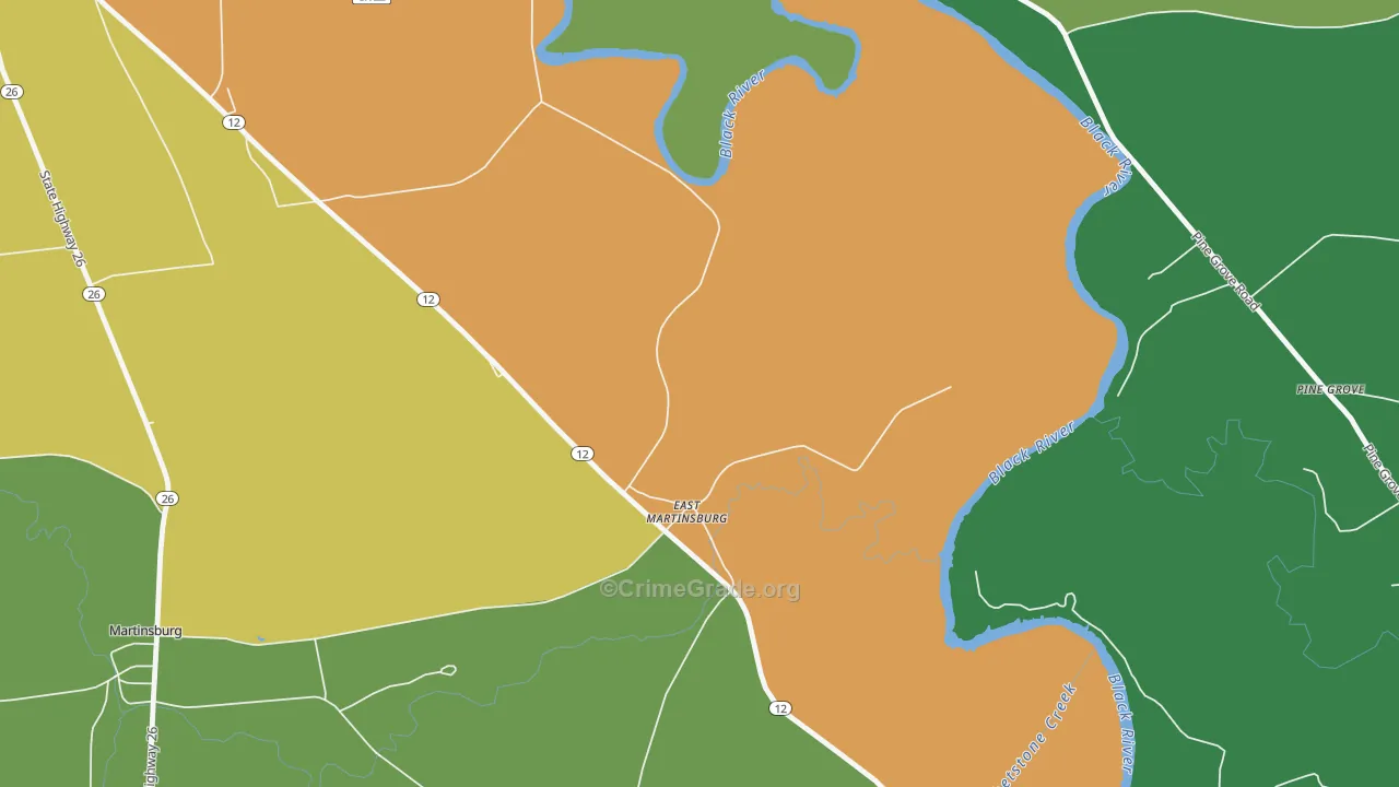 East Martinsburg, NY Map of Drug-Related Crime Rates