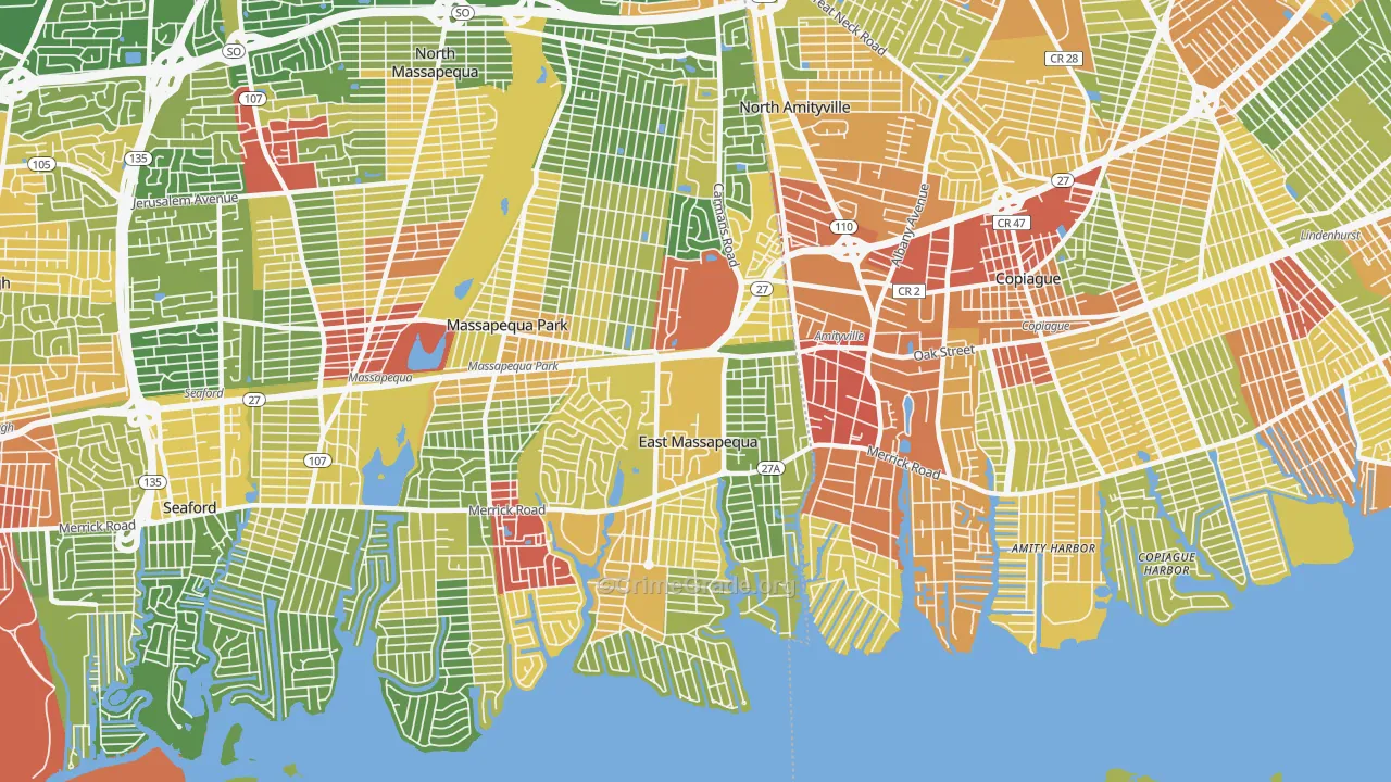 East Massapequa, NY Map of Drug-Related Crime Rates