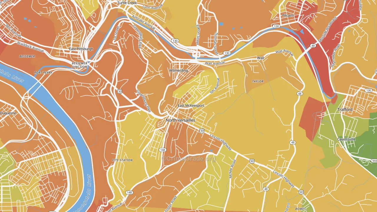 East McKeesport, PA Map of Drug-Related Crime Rates