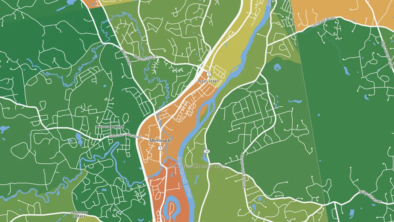East Merrimack, NH Map of Drug-Related Crime Rates