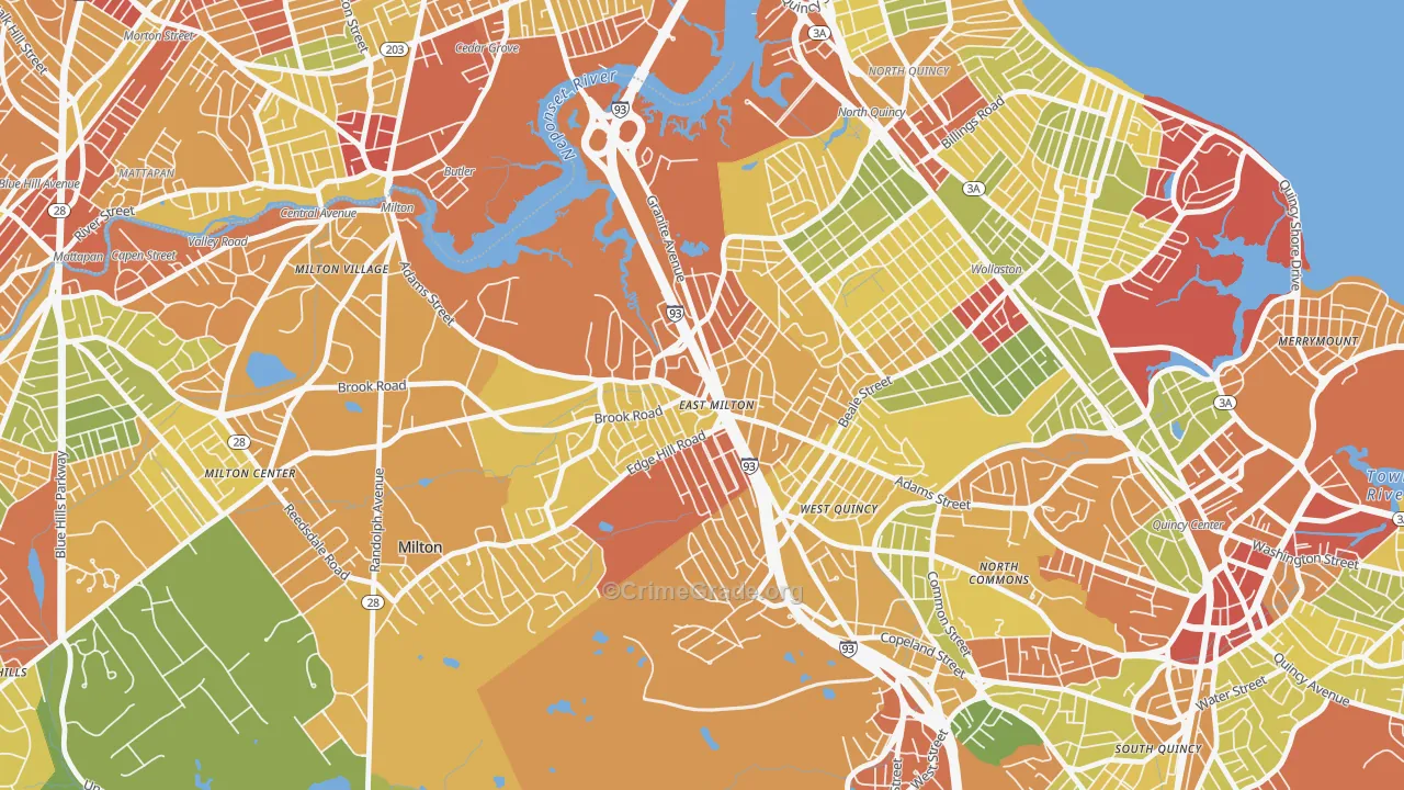 East Milton, Milton, MA Map of Drug-Related Crime Rates