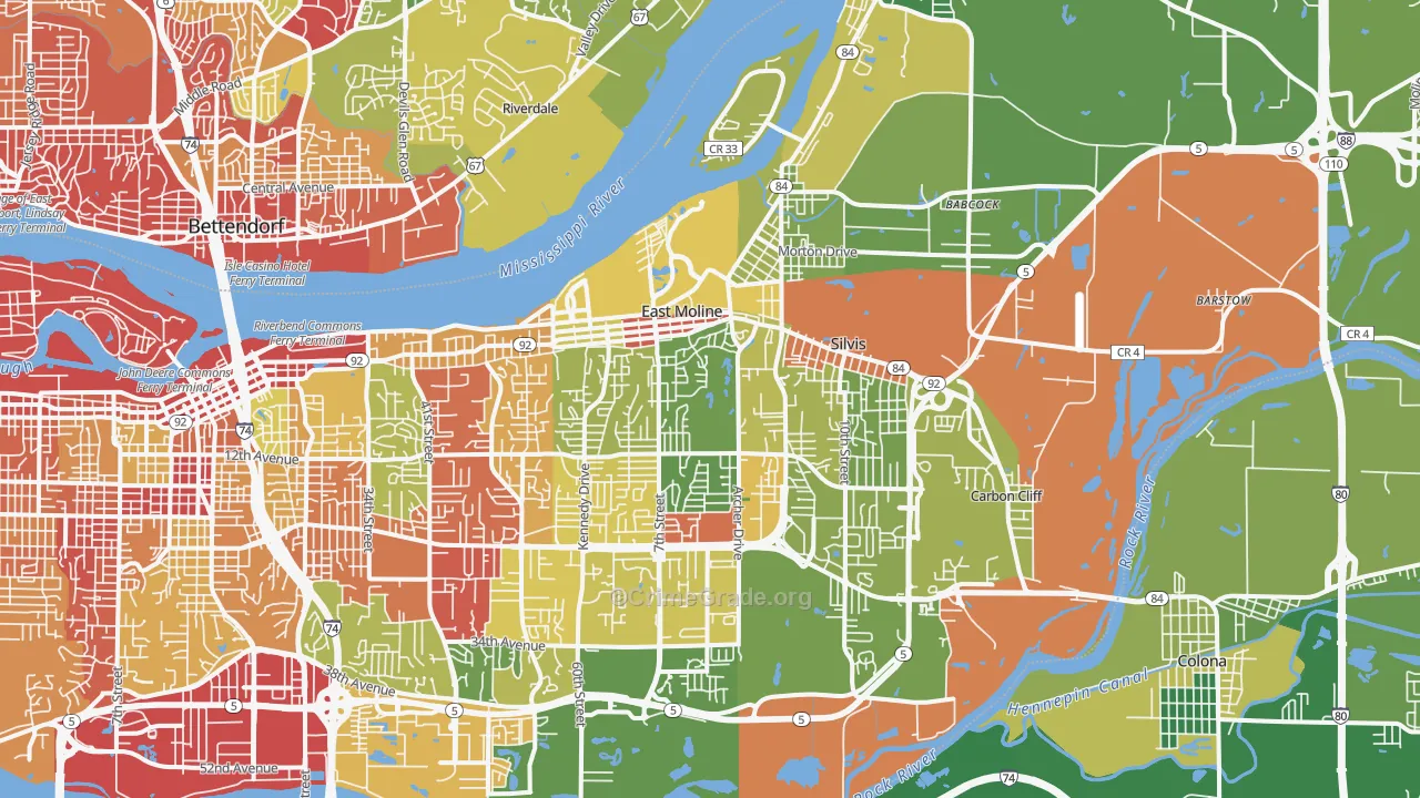 East Moline, IL Map of Drug-Related Crime Rates