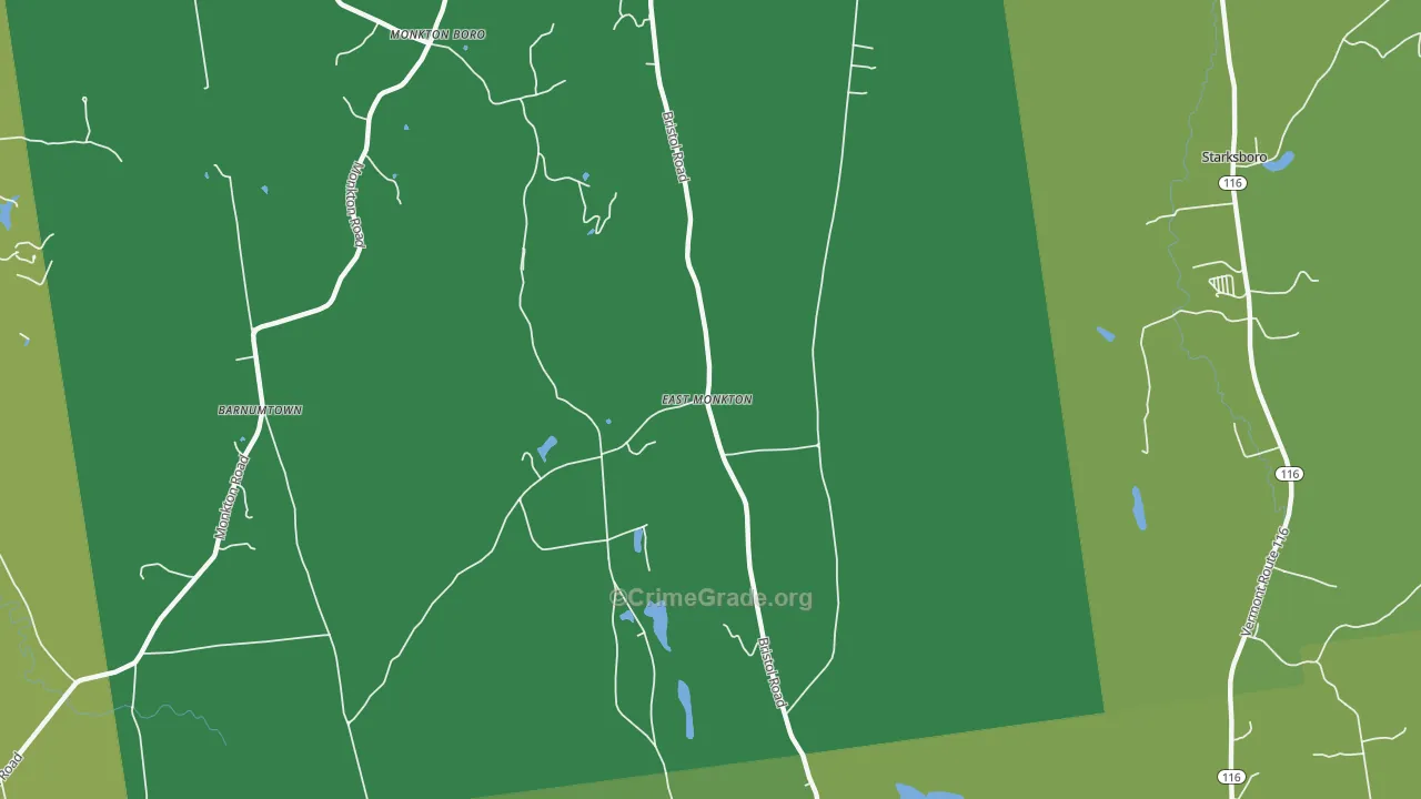 East Monkton, VT Map of Drug-Related Crime Rates