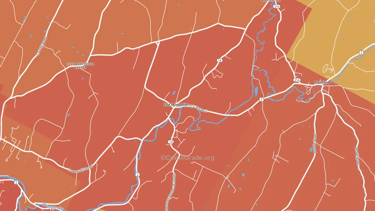 East Montpelier, VT Map of Drug-Related Crime Rates