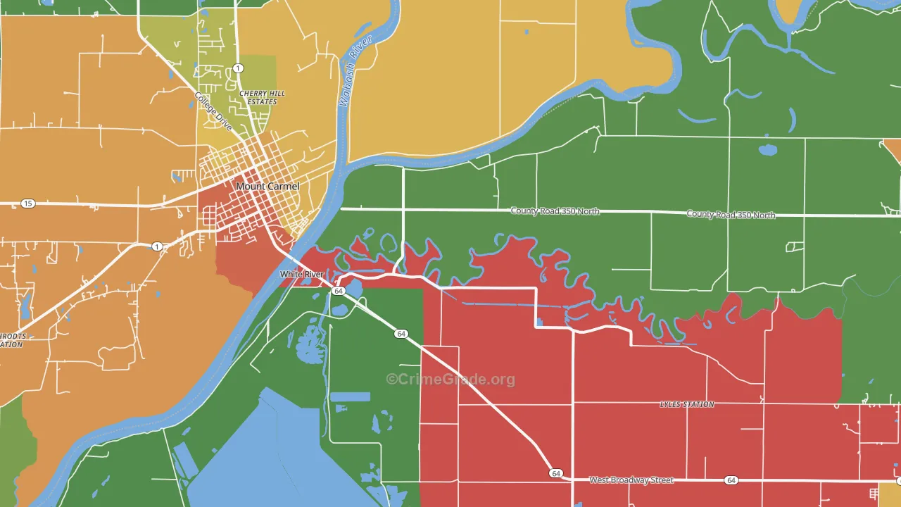 East Mount Carmel, IN Map of Drug-Related Crime Rates