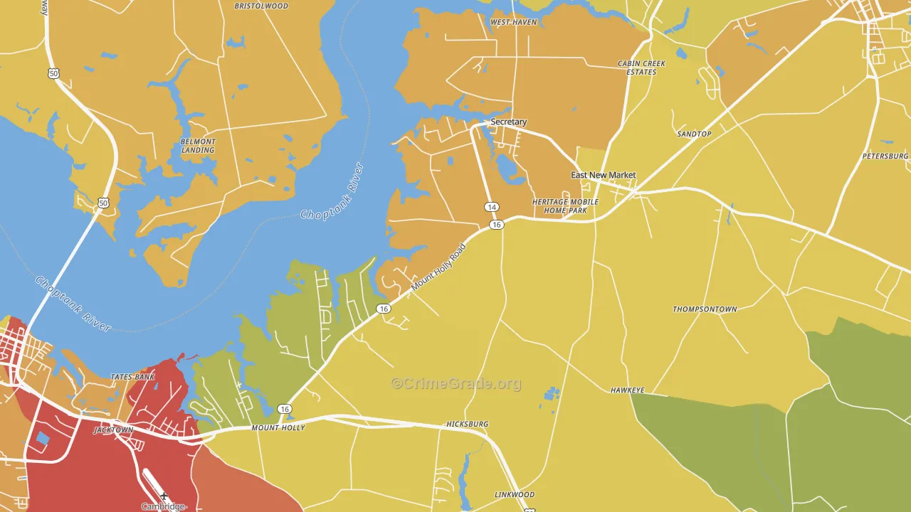 East New Market, MD Map of Drug-Related Crime Rates