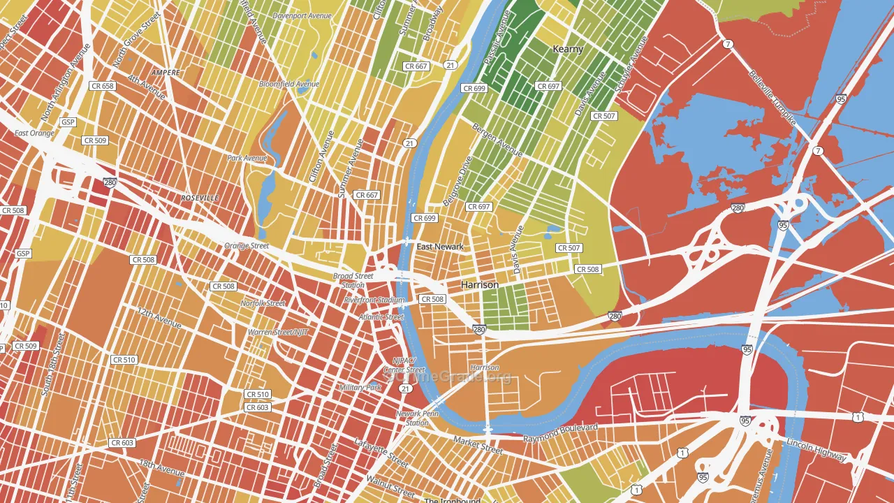 East Newark, NJ Map of Drug-Related Crime Rates
