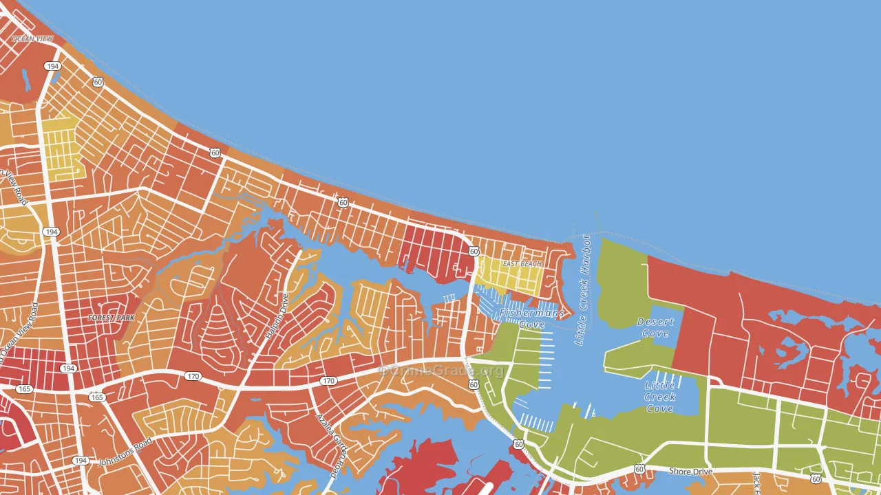 East Ocean View, Norfolk, VA Map of Drug-Related Crime Rates
