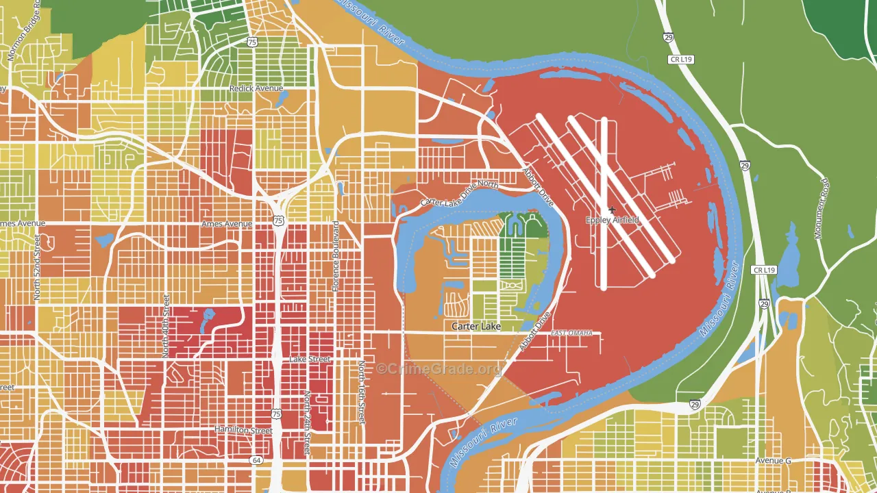 East Omaha, Omaha, NE Map of Drug-Related Crime Rates