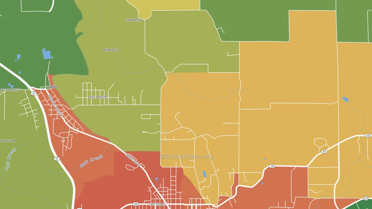 East Oolitic, IN Map of Drug-Related Crime Rates