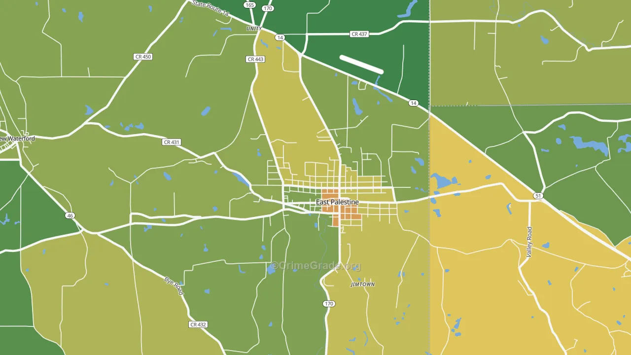 East Palestine, OH Map of Drug-Related Crime Rates