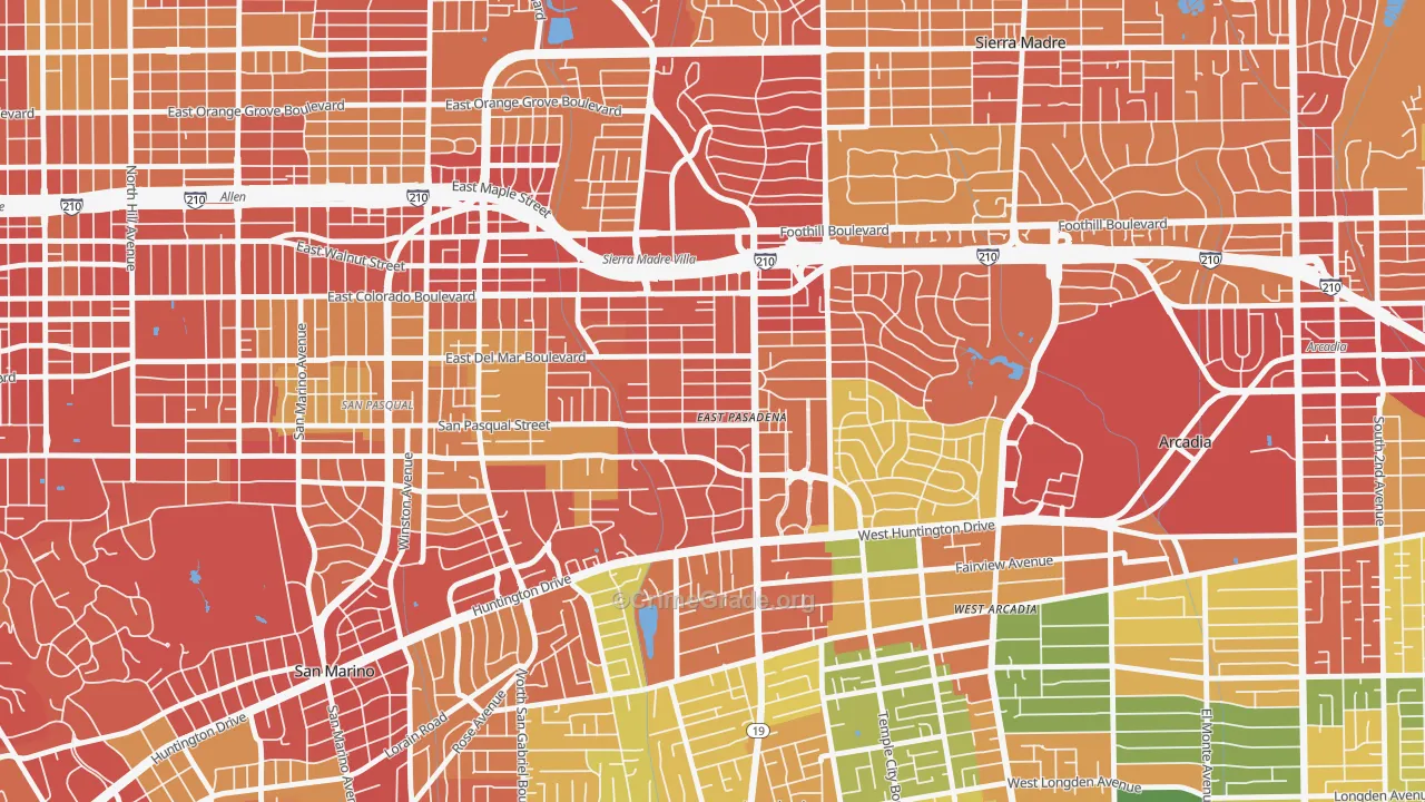 East Pasadena, CA Map of Drug-Related Crime Rates