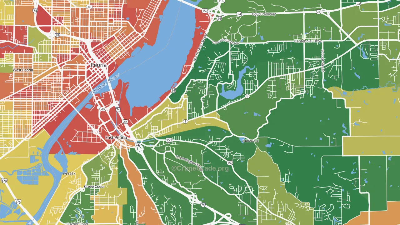 East Peoria, IL Map of Drug-Related Crime Rates