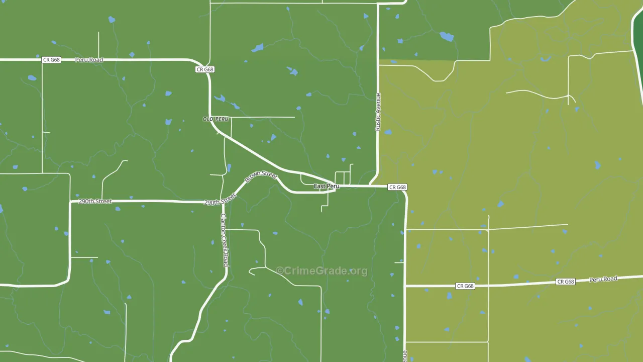 East Peru, IA Map of Drug-Related Crime Rates