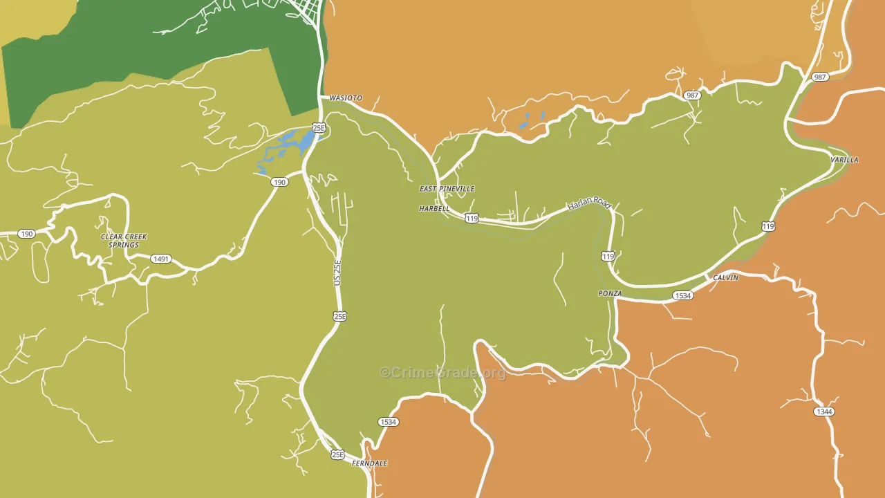 East Pineville, KY Map of Drug-Related Crime Rates