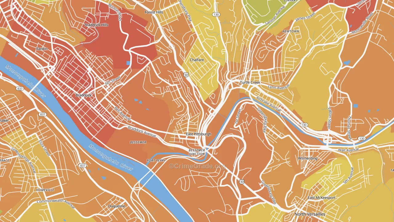 East Pittsburgh, PA Map of Drug-Related Crime Rates