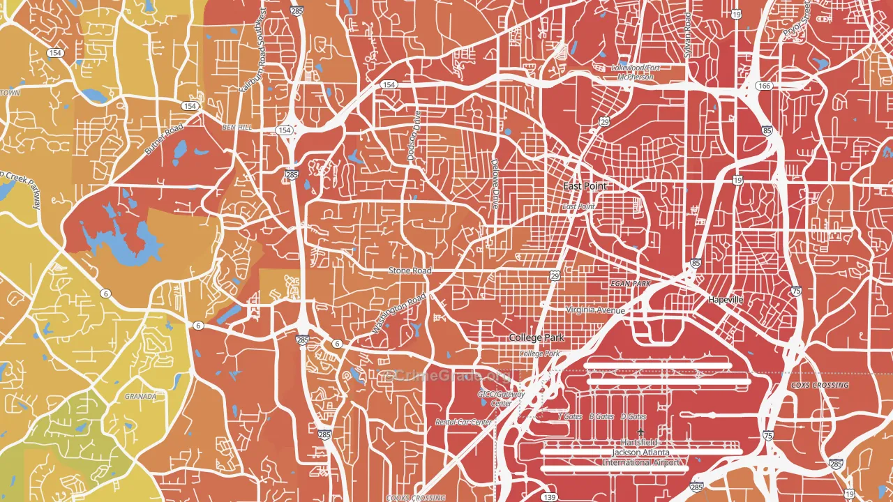 East Point, GA Map of Drug-Related Crime Rates