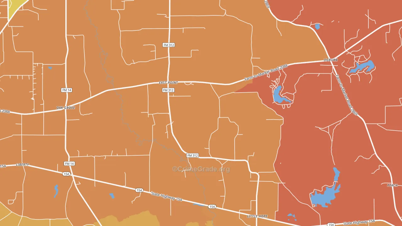 East Point, TX Map of Drug-Related Crime Rates