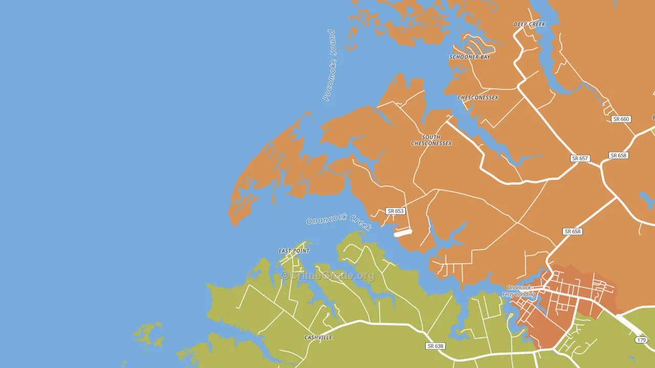 East Point, VA Map of Drug-Related Crime Rates