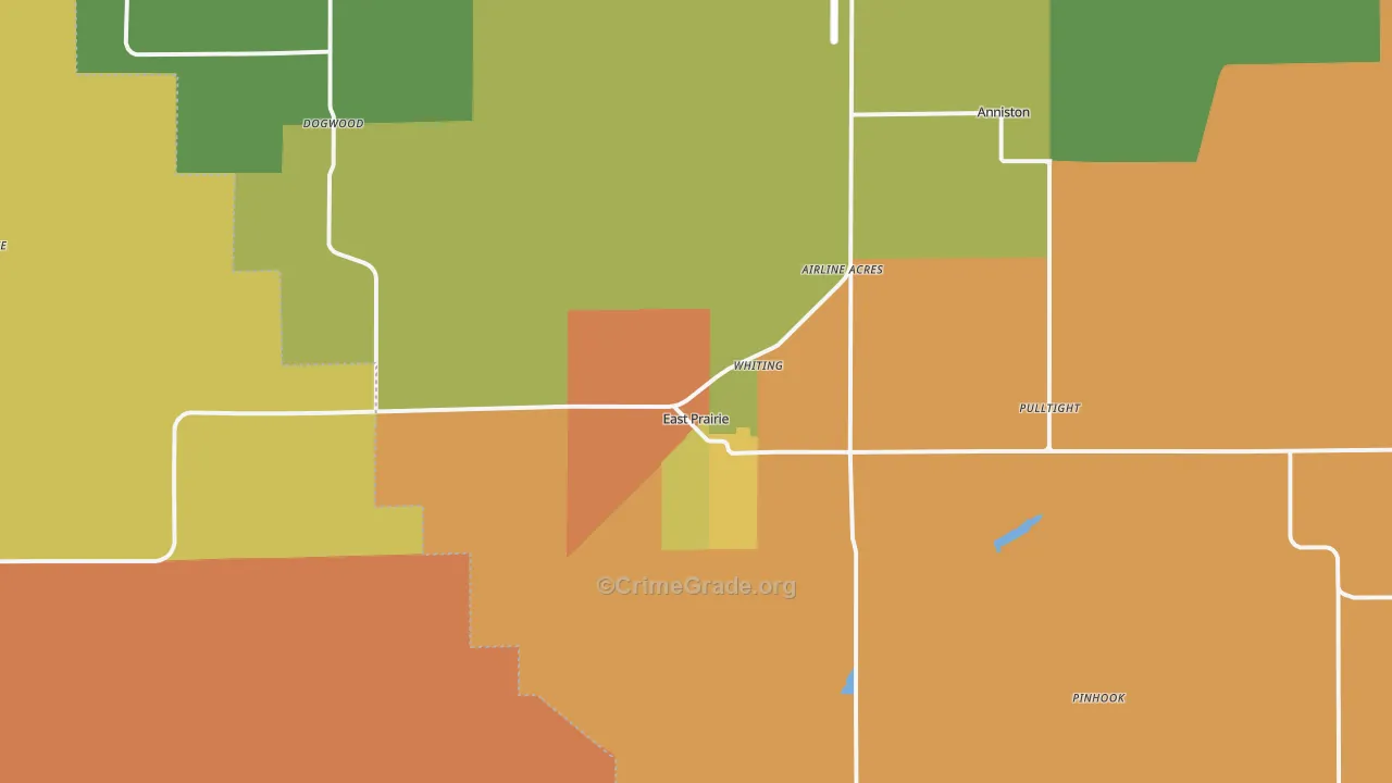 East Prairie, MO Map of Drug-Related Crime Rates