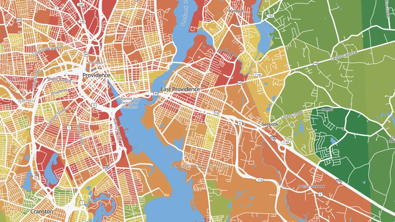 East Providence, RI Map of Drug-Related Crime Rates