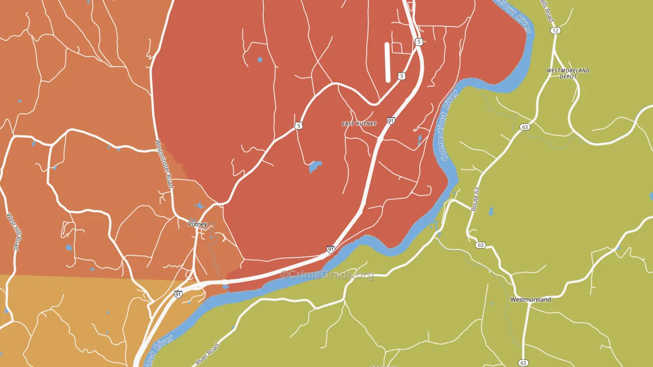 East Putney, VT Map of Drug-Related Crime Rates