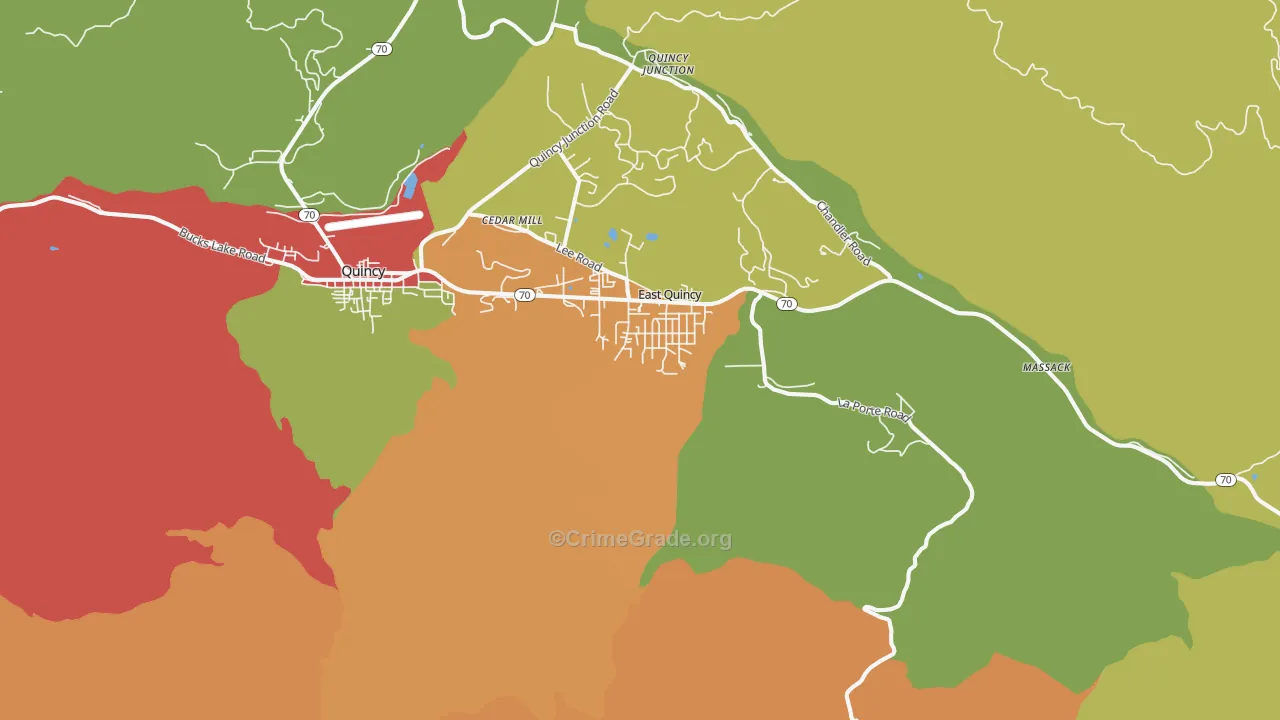East Quincy, CA Map of Drug-Related Crime Rates