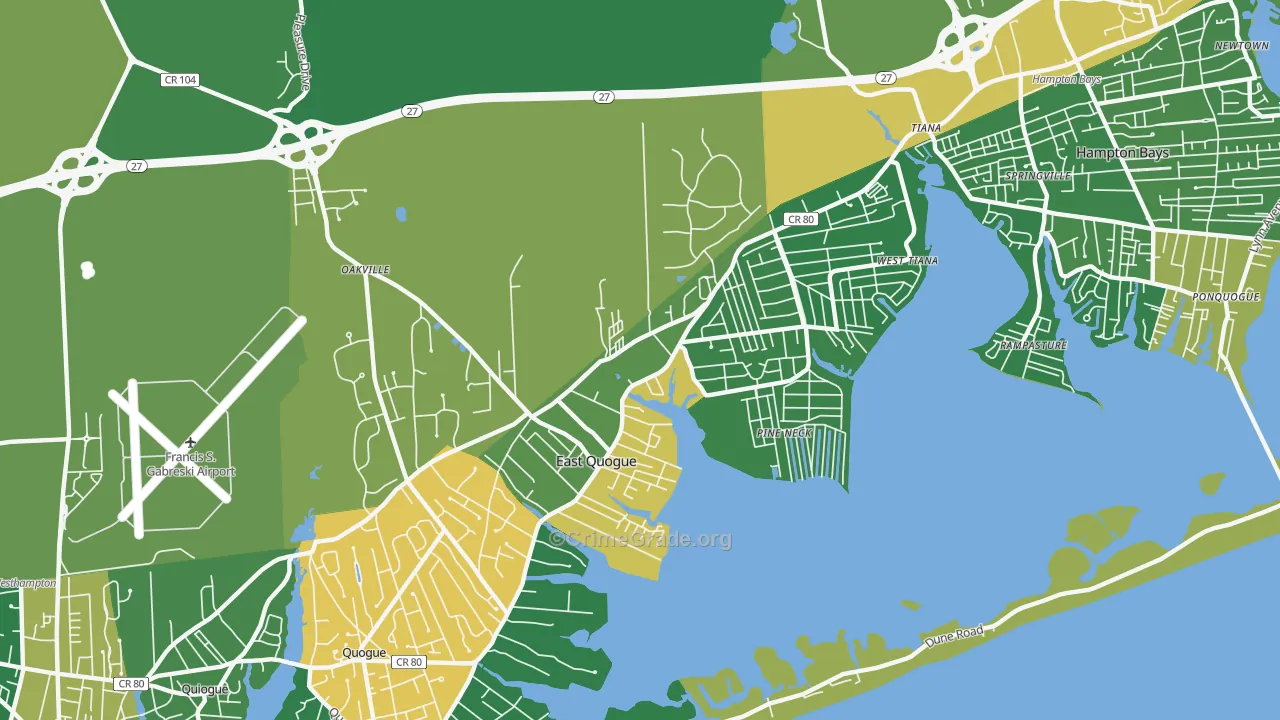East Quogue, NY Map of Drug-Related Crime Rates