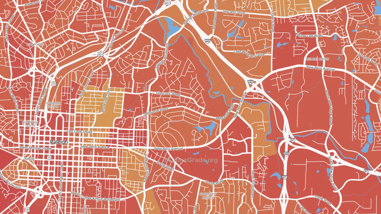 East Raleigh, Raleigh, NC Map of Drug-Related Crime Rates