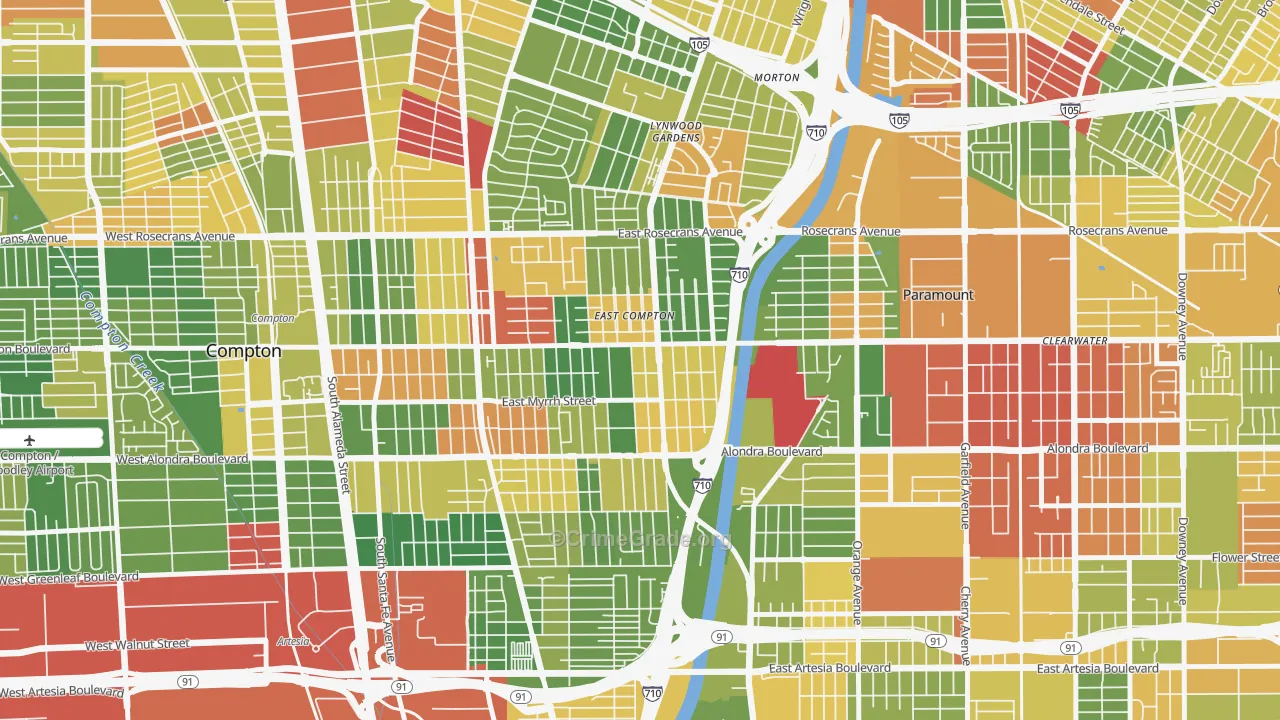East Rancho Dominguez, CA Map of Drug-Related Crime Rates