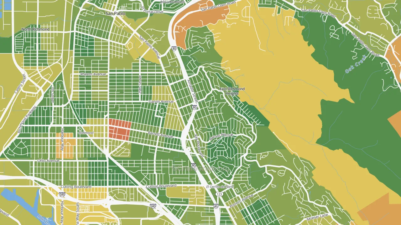 East Richmond, Richmond, CA Map of Drug-Related Crime Rates