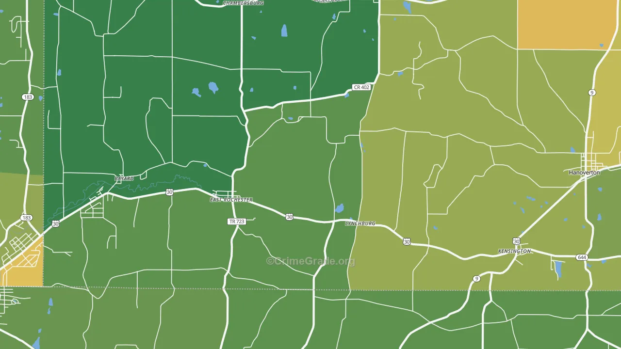East Rochester, OH Map of Drug-Related Crime Rates