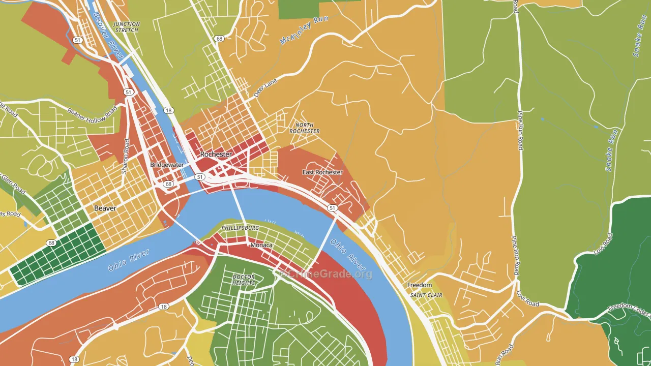 East Rochester, PA Map of Drug-Related Crime Rates