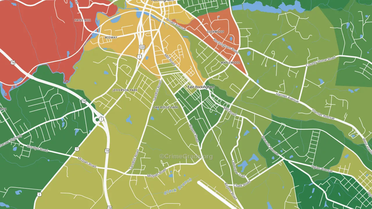 East Rockingham, NC Map of Drug-Related Crime Rates