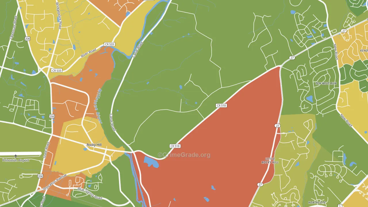 East Rocky Hill, NJ Map of Drug-Related Crime Rates