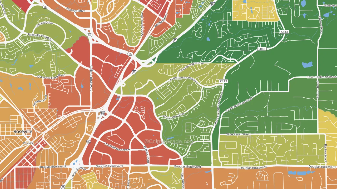 East Roseville Parkway, Roseville, CA Map of Drug-Related Crime Rates