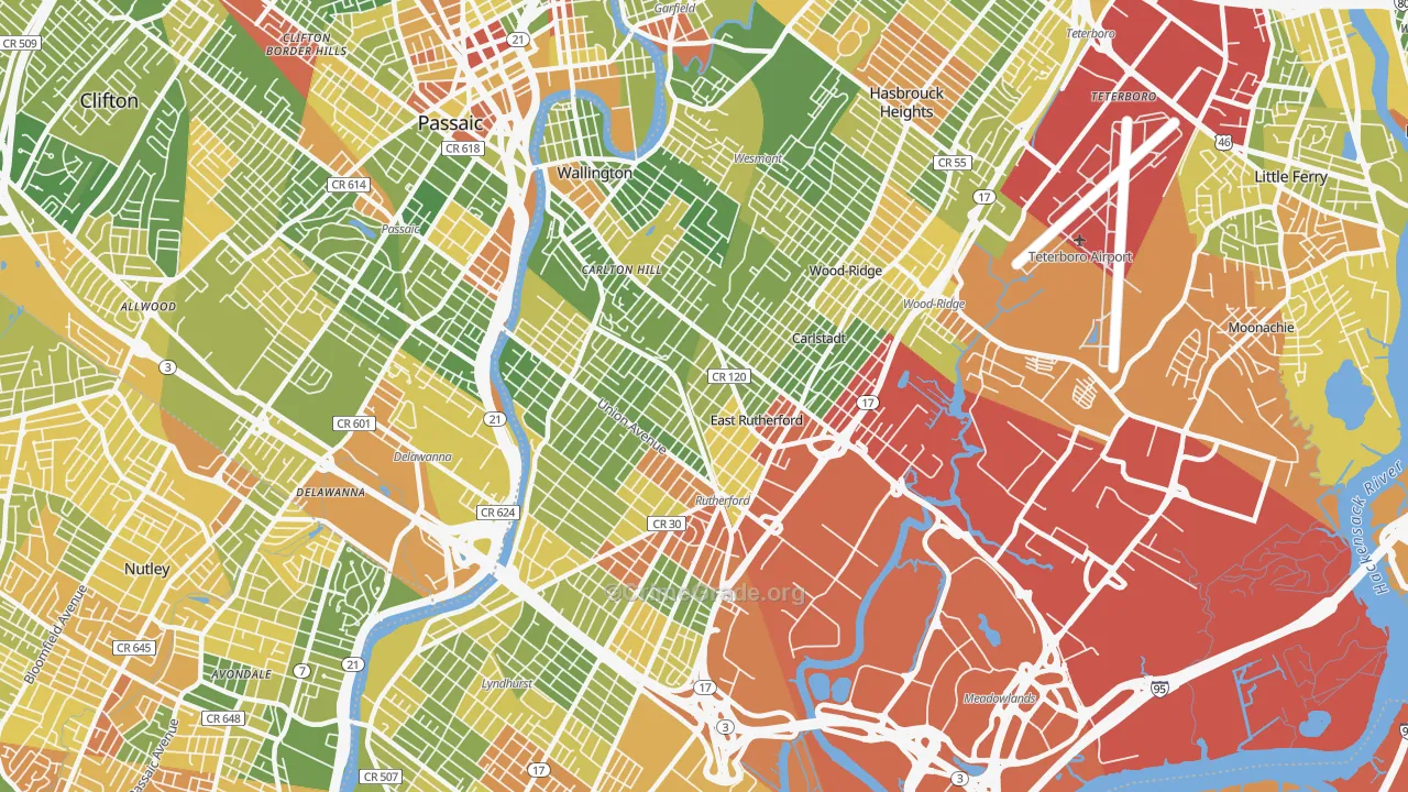 East Rutherford, NJ Map of Drug-Related Crime Rates
