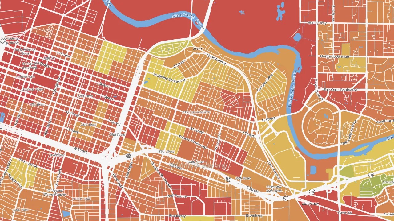 East Sacramento, Sacramento, CA Map of Drug-Related Crime Rates