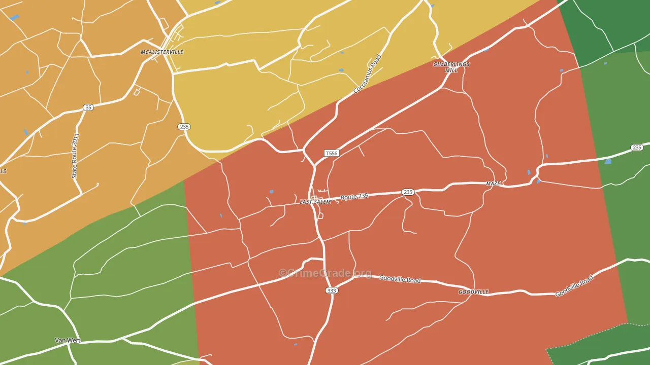 East Salem, PA Map of Drug-Related Crime Rates