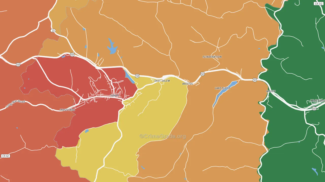 East Salem, WV Map of Drug-Related Crime Rates
