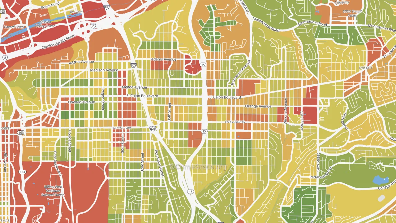 East San Diego, San Diego, CA Map of Drug-Related Crime Rates