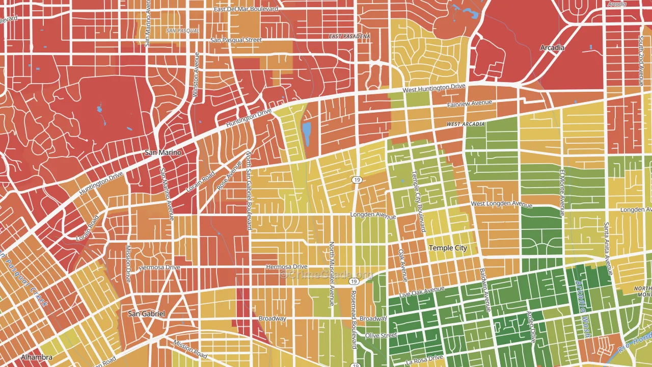 East San Gabriel, San Gabriel, CA Map of Drug-Related Crime Rates